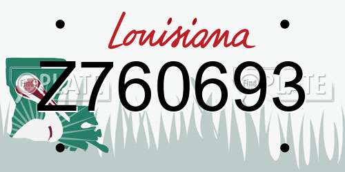 Z760693 Louisiana License Plate