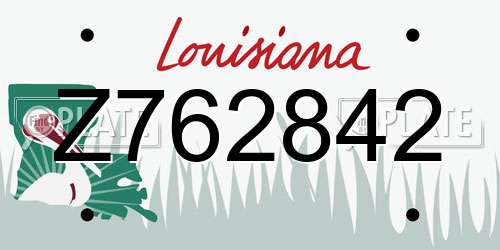 Z762842 Louisiana License Plate