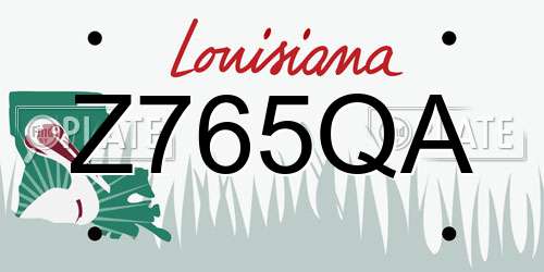 Z765QA Louisiana License Plate