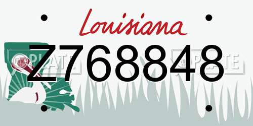 Z768848 Louisiana License Plate