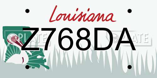 Z768DA Louisiana License Plate