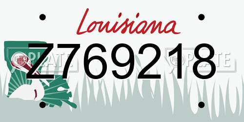 Z769218 Louisiana License Plate