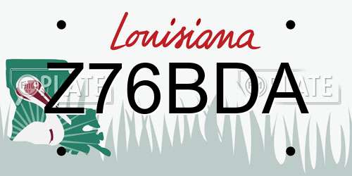Z76BDA Louisiana License Plate
