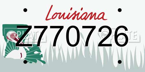 Z770726 Louisiana License Plate