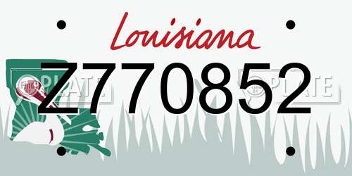 Z770852 Louisiana License Plate