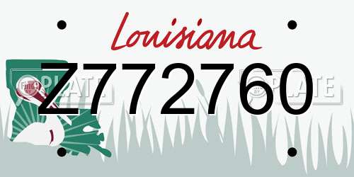 Z772760 Louisiana License Plate