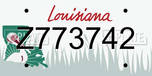 Z773742 Louisiana License Plate