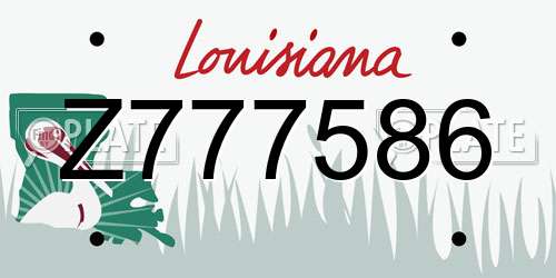 Z777586 Louisiana License Plate