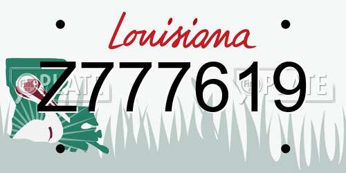 Z777619 Louisiana License Plate