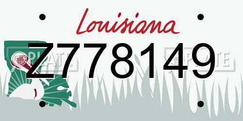 Z778149 Louisiana License Plate