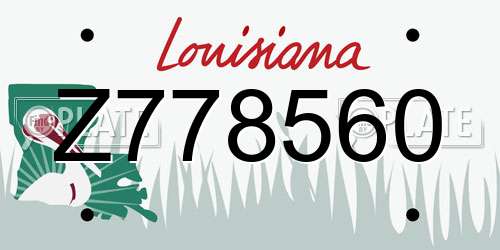 Z778560 Louisiana License Plate