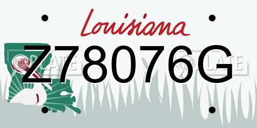 Z78076G Louisiana License Plate