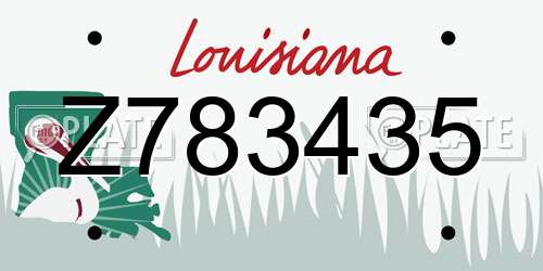 Z783435 Louisiana License Plate