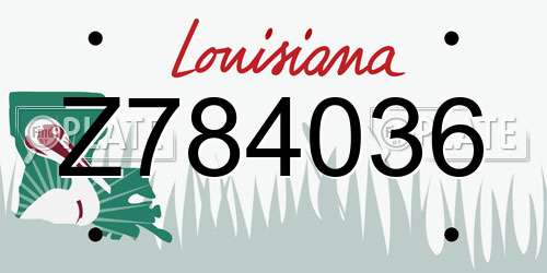 Z784036 Louisiana License Plate