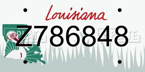 Z786848 Louisiana License Plate