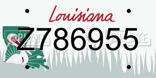 Z786955 Louisiana License Plate