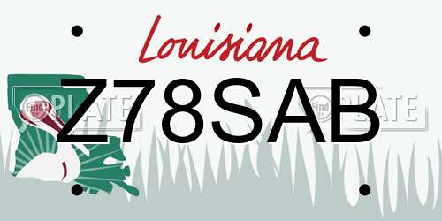 Z78SAB Louisiana License Plate