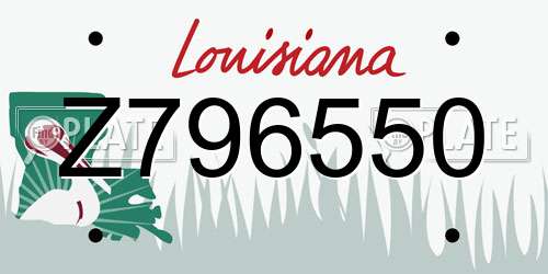 Z796550 Louisiana License Plate