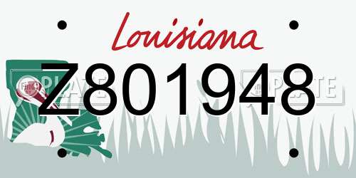 Z801948 Louisiana License Plate