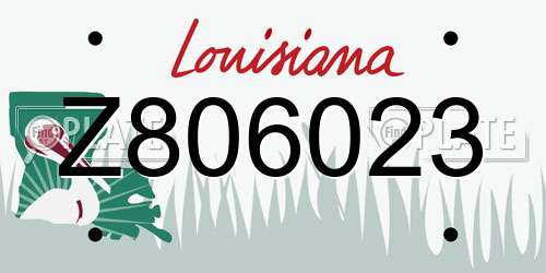 Z806023 Louisiana License Plate