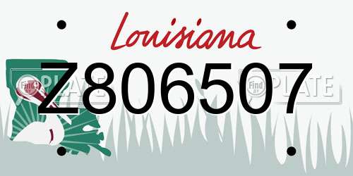 Z806507 Louisiana License Plate