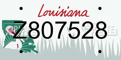 Z807528 Louisiana License Plate