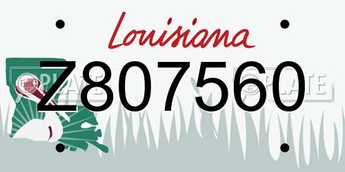 Z807560 Louisiana License Plate