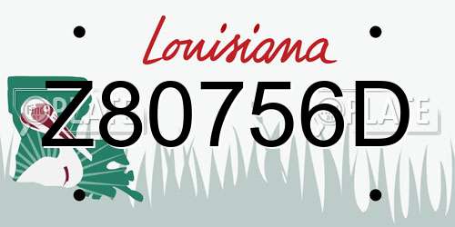 Z80756D Louisiana License Plate