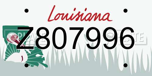Z807996 Louisiana License Plate