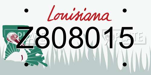 Z808015 Louisiana License Plate