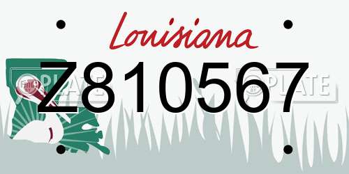 Z810567 Louisiana License Plate