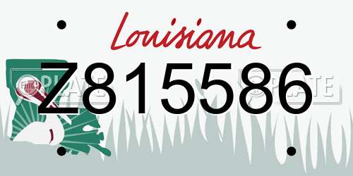 Z815586 Louisiana License Plate