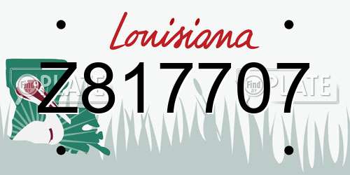 Z817707 Louisiana License Plate