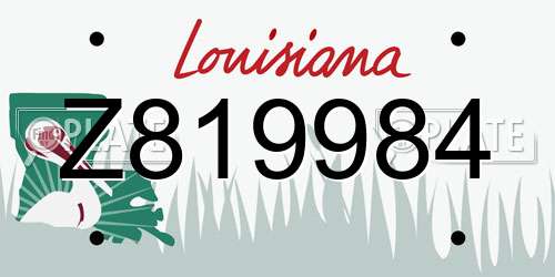 Z819984 Louisiana License Plate