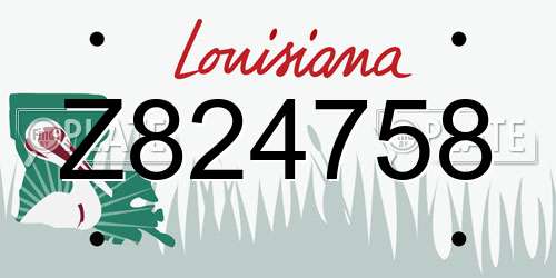 Z824758 Louisiana License Plate