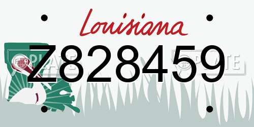 Z828459 Louisiana License Plate
