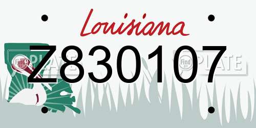 Z830107 Louisiana License Plate