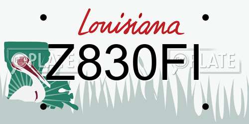 Z830FI Louisiana License Plate