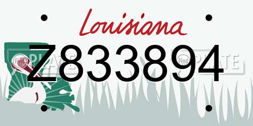 Z833894 Louisiana License Plate