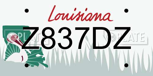 Z837DZ Louisiana License Plate