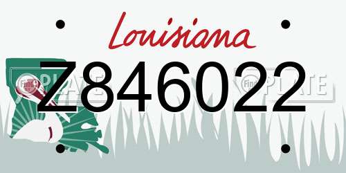 Z846022 Louisiana License Plate