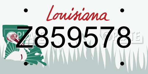 Z859578 Louisiana License Plate