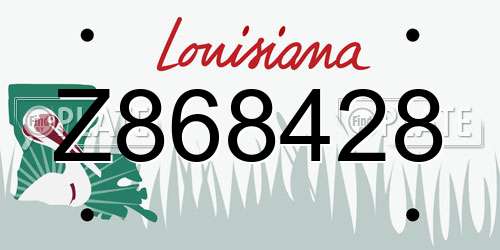 Z868428 Louisiana License Plate