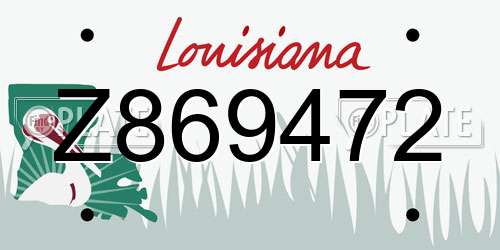 Z869472 Louisiana License Plate
