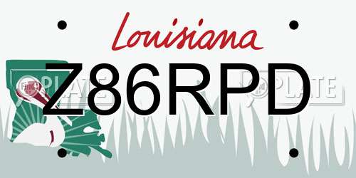 Z86RPD Louisiana License Plate