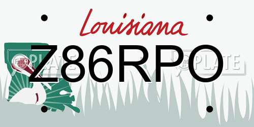 Z86RPO Louisiana License Plate