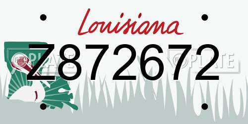 Z872672 Louisiana License Plate