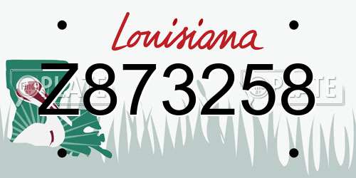 Z873258 Louisiana License Plate