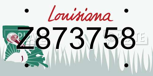 Z873758 Louisiana License Plate