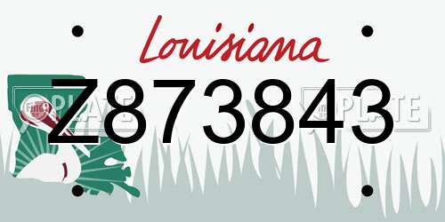 Z873843 Louisiana License Plate